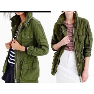J. Crew Green Field Mechanic Military Utility Jacket Womens Size Small Olive